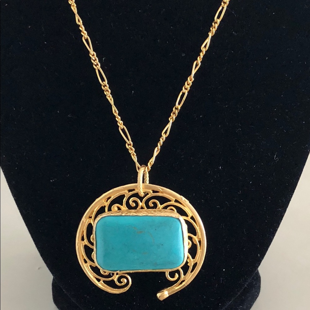 Turquois 22k gold plate necklace